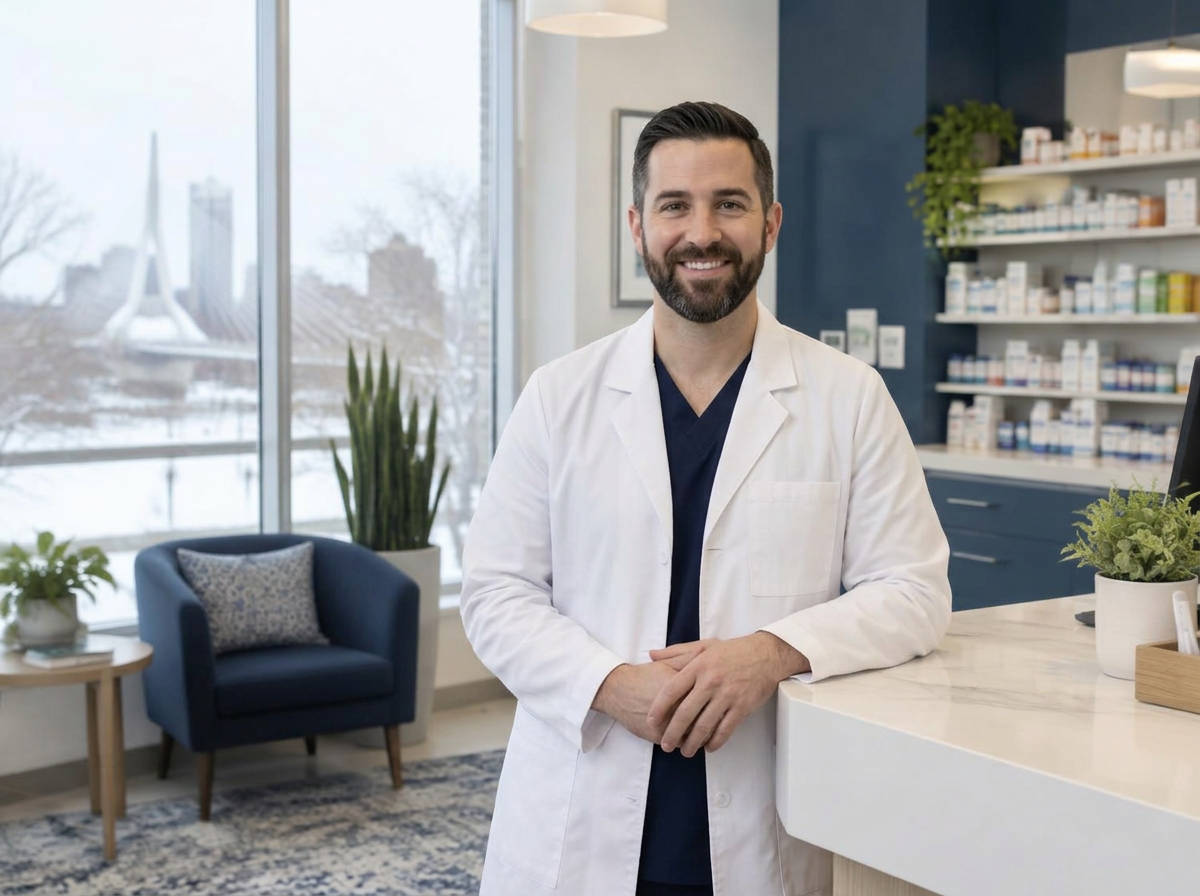 A pharmacist in a welcoming community pharmacy